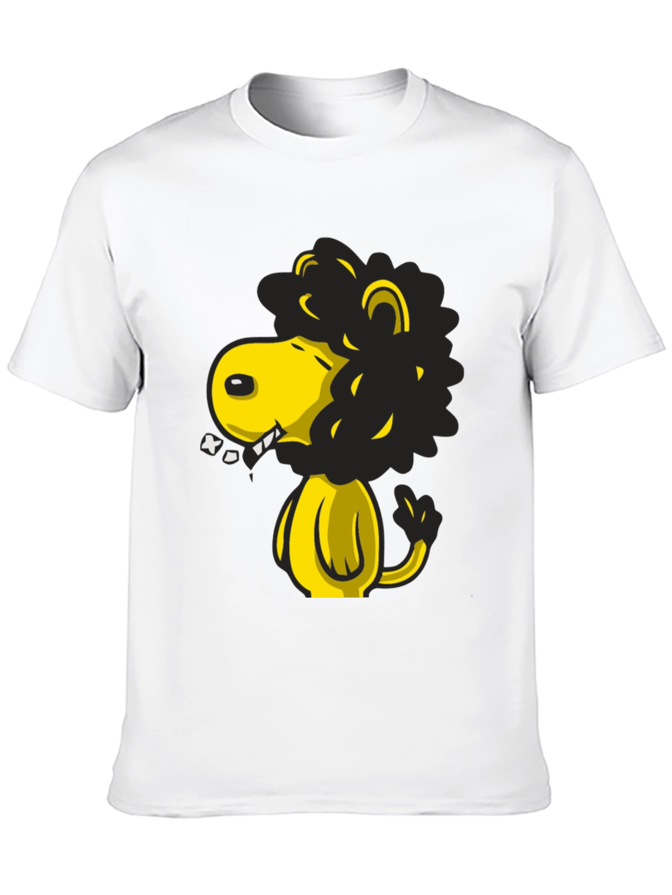 Cartoon Lion Graphic T-Shirt - Black