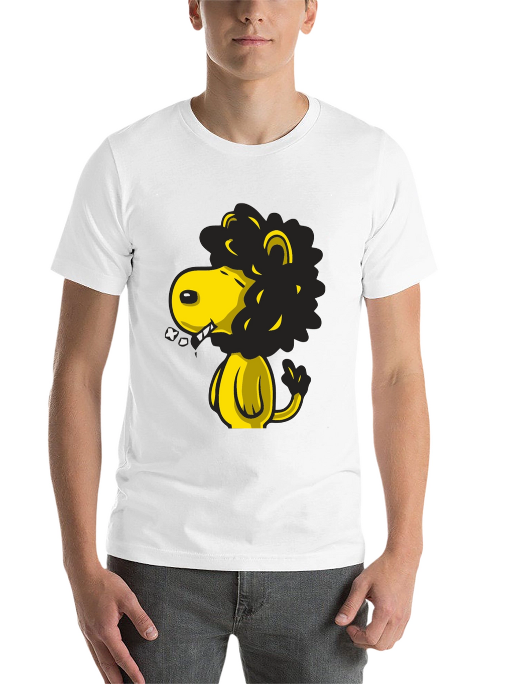 Cartoon Lion Graphic T-Shirt - Black