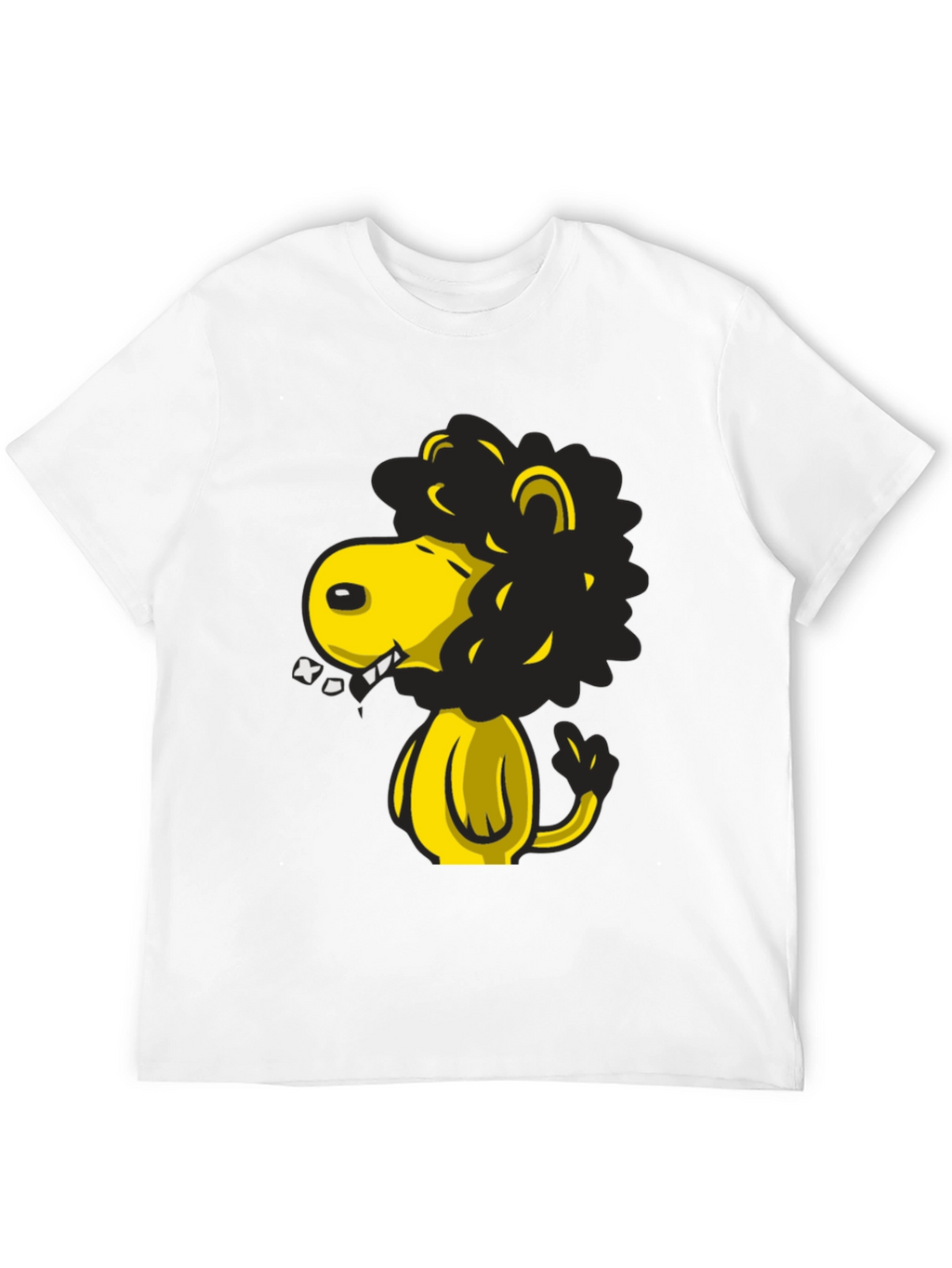 Cartoon Lion Graphic T-Shirt - Black