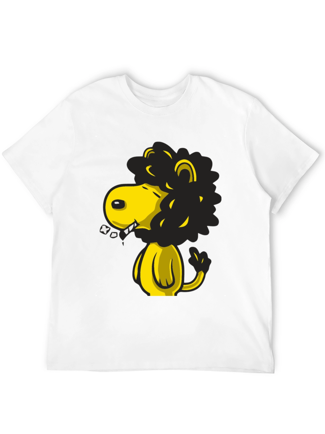 Cartoon Lion Graphic T-Shirt - Black