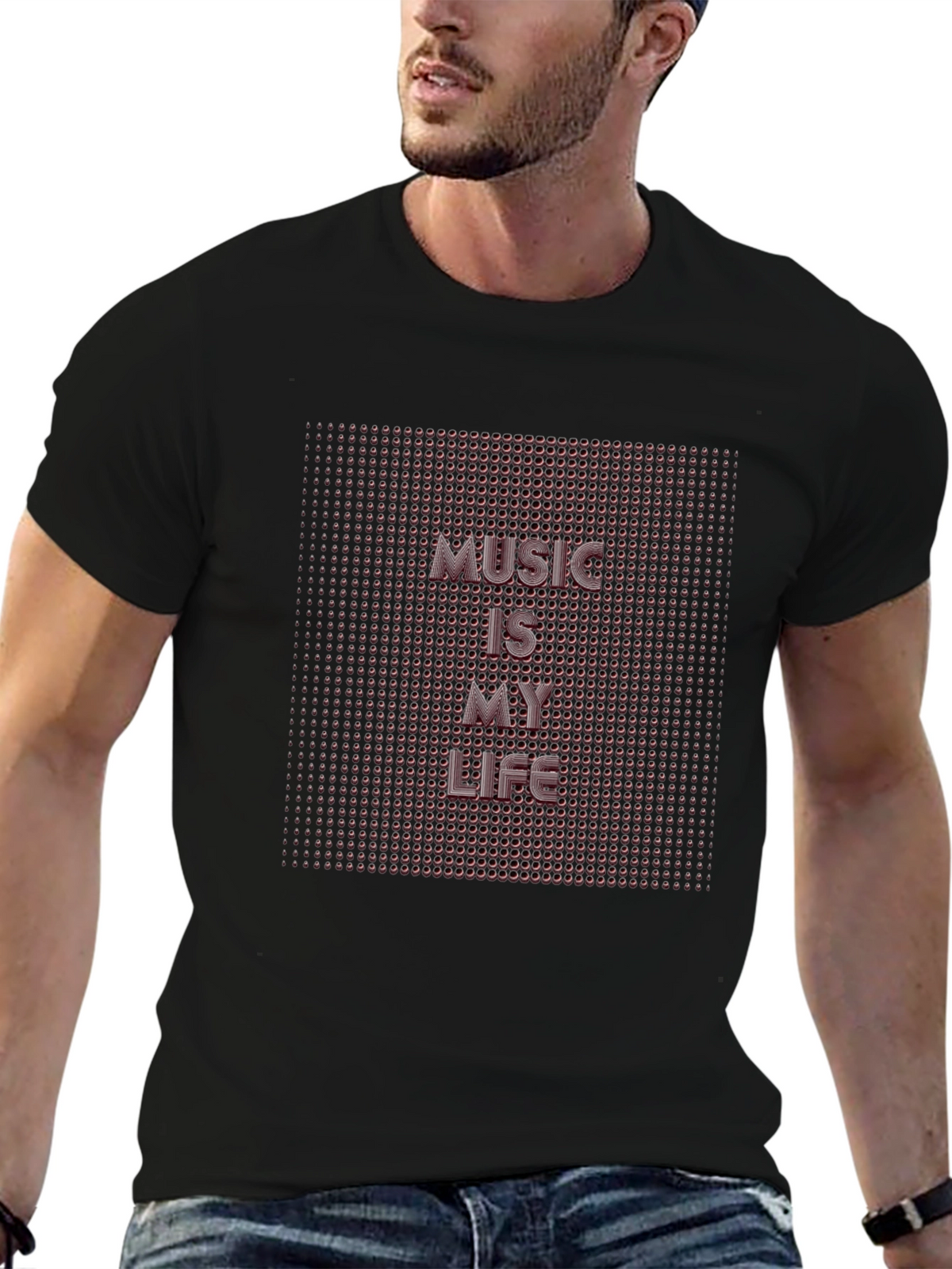 Music Is My Life Black Graphic T-Shirt