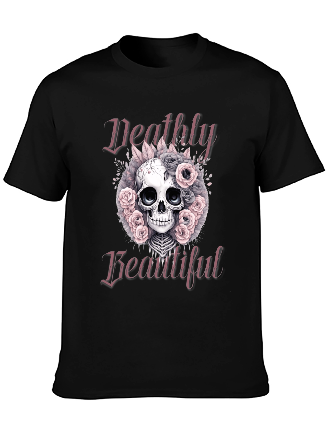 Deathly Beautiful Skull Graphic T-Shirt