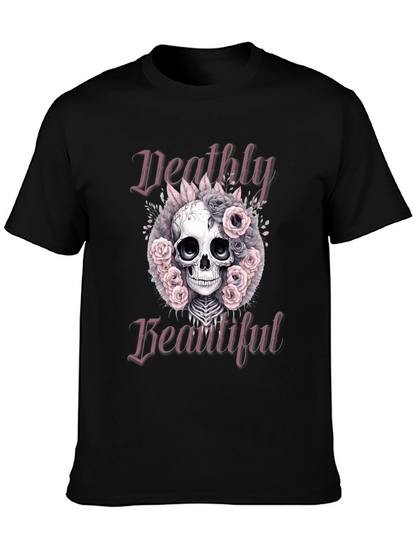 Deathly Beautiful Skull Graphic T-Shirt