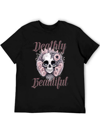 Deathly Beautiful Skull Graphic T-Shirt