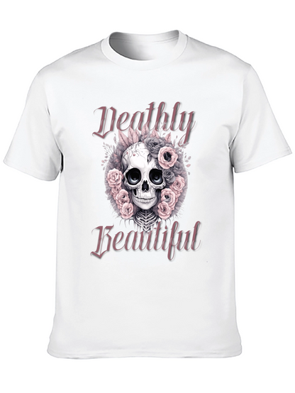 Deathly Beautiful Skull Graphic T-Shirt