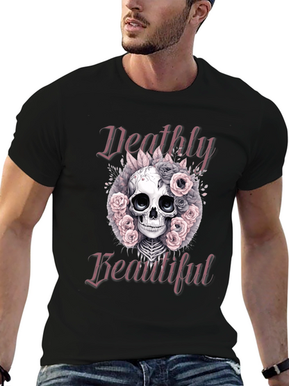 Deathly Beautiful Skull Graphic T-Shirt