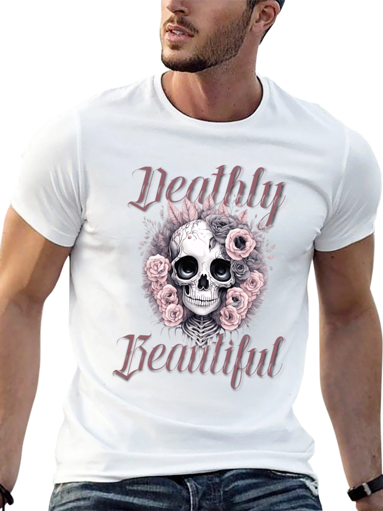 Deathly Beautiful Skull Graphic T-Shirt