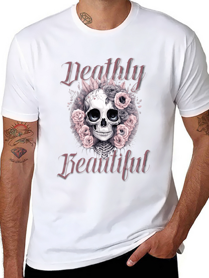 Deathly Beautiful Skull Graphic T-Shirt