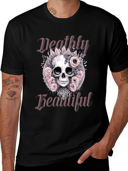 Deathly Beautiful Skull Graphic T-Shirt