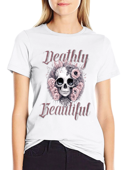 Deathly Beautiful Skull Graphic T-Shirt