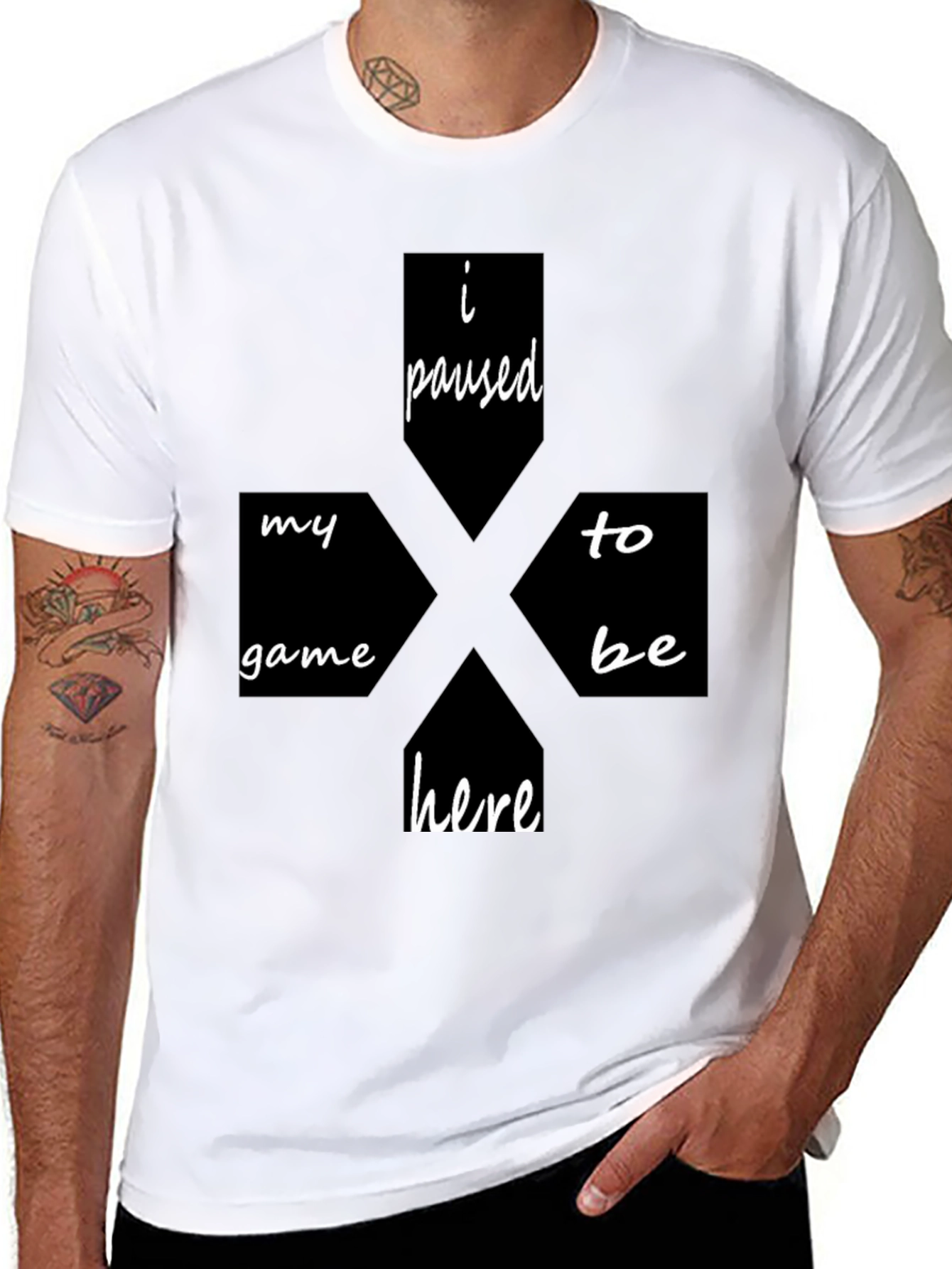 I Paused My Game To Be Here Black T-Shirt