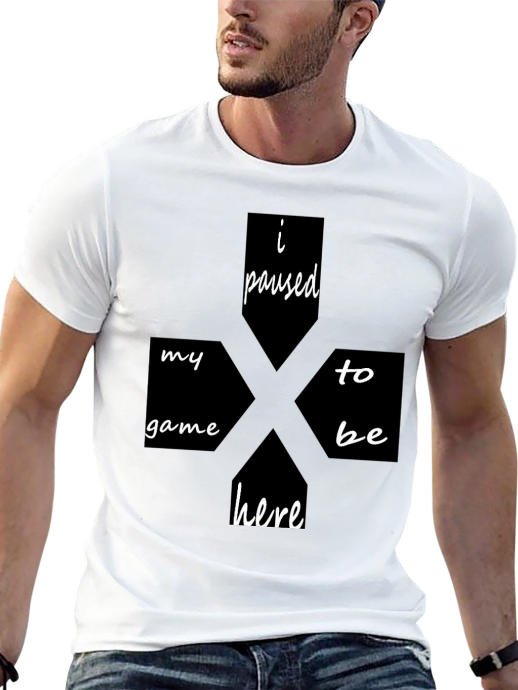I Paused My Game To Be Here Black T-Shirt
