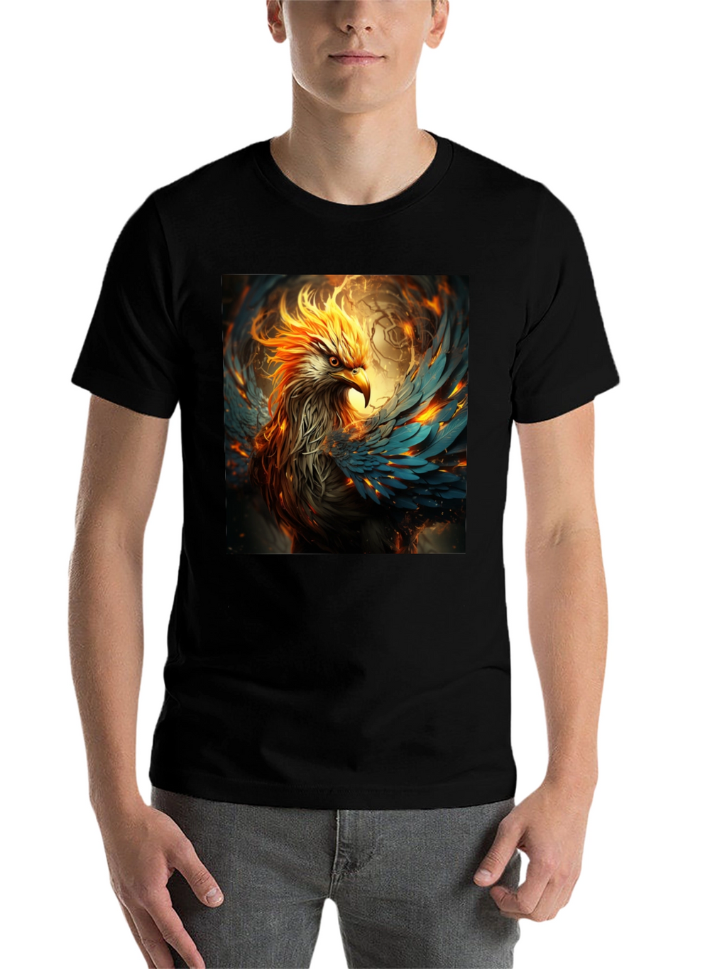 Fiery Phoenix Graphic Tee - Bold Black T-Shirt