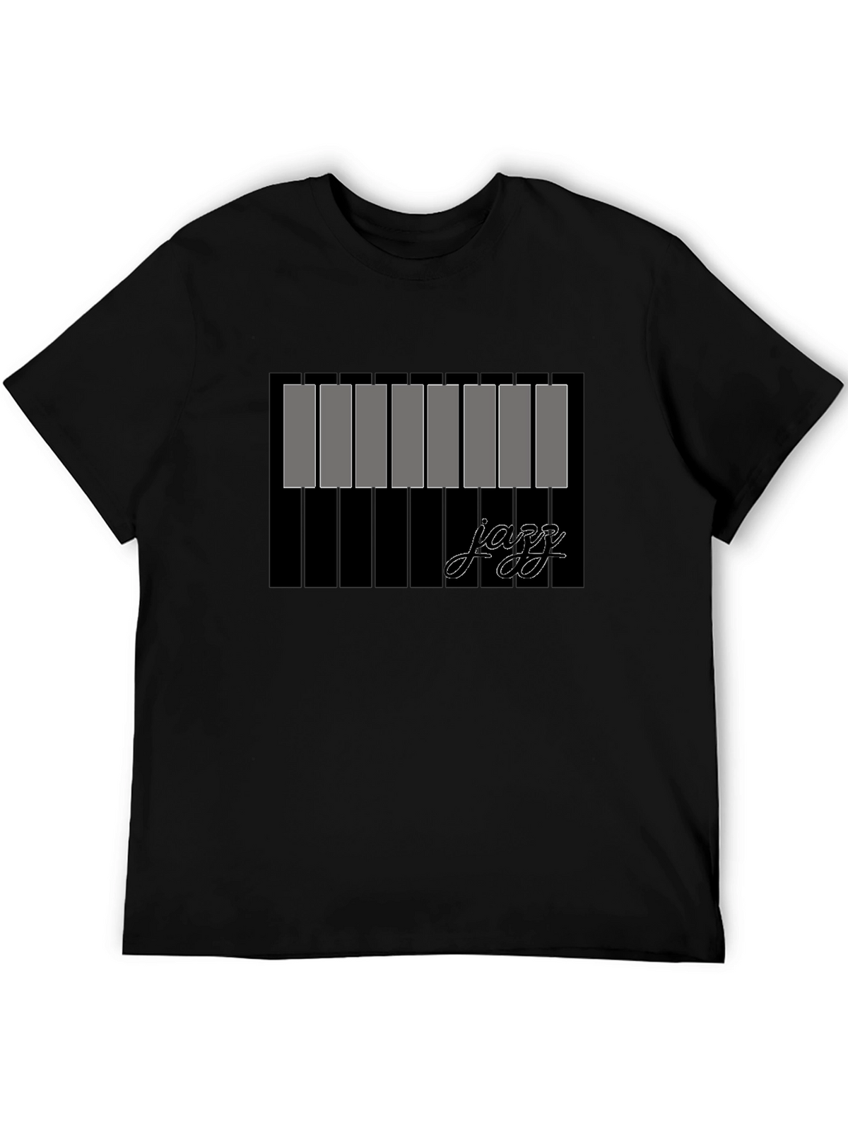 Jazz Piano Keys Graphic Black T-Shirt