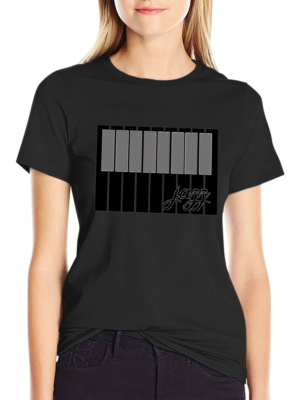 Jazz Piano Keys Graphic Black T-Shirt