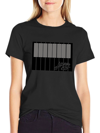 Jazz Piano Keys Graphic Black T-Shirt