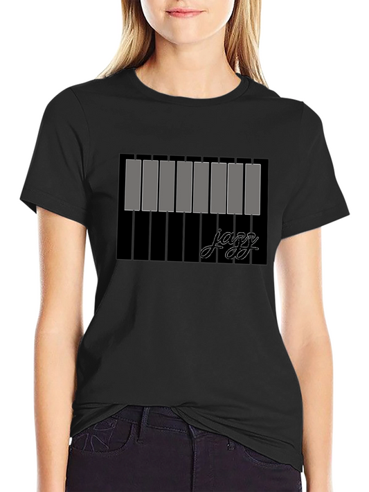 Jazz Piano Keys Graphic Black T-Shirt