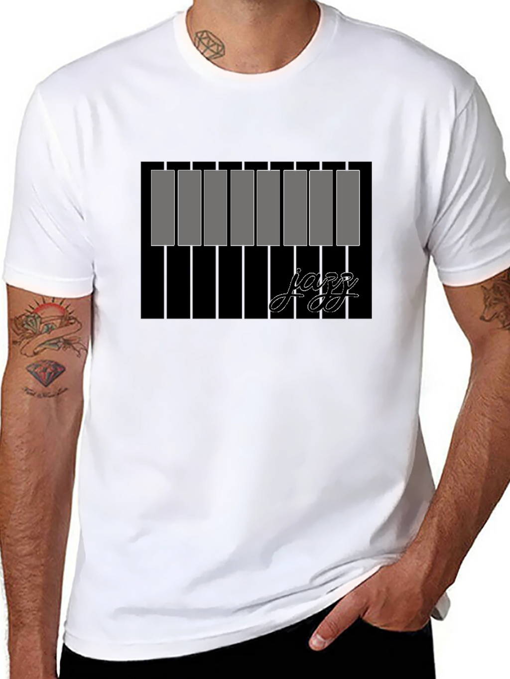 Jazz Piano Keys Graphic Black T-Shirt
