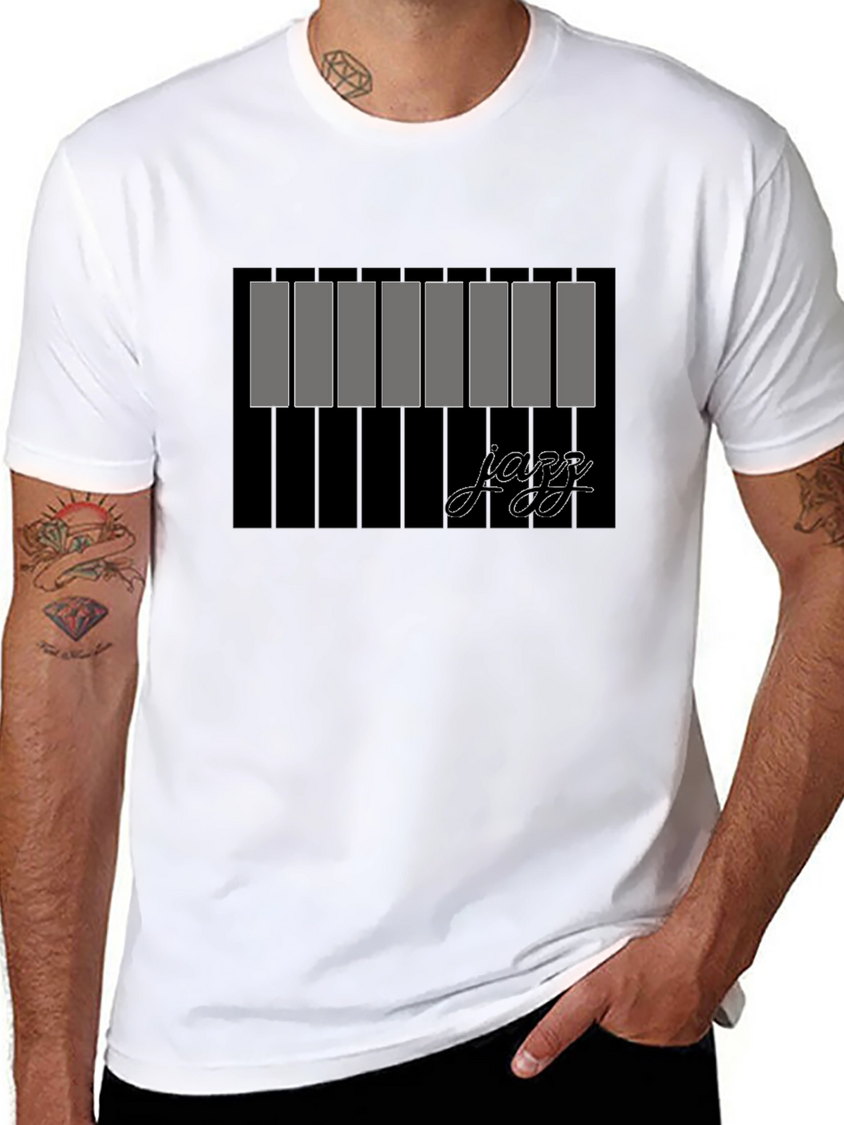 Jazz Piano Keys Graphic Black T-Shirt