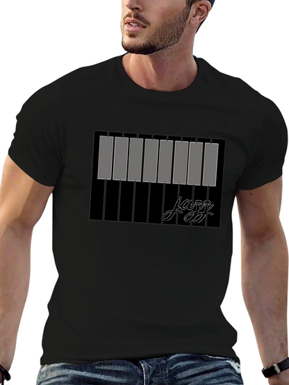 Jazz Piano Keys Graphic Black T-Shirt