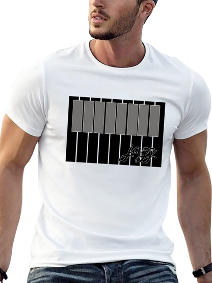 Jazz Piano Keys Graphic Black T-Shirt