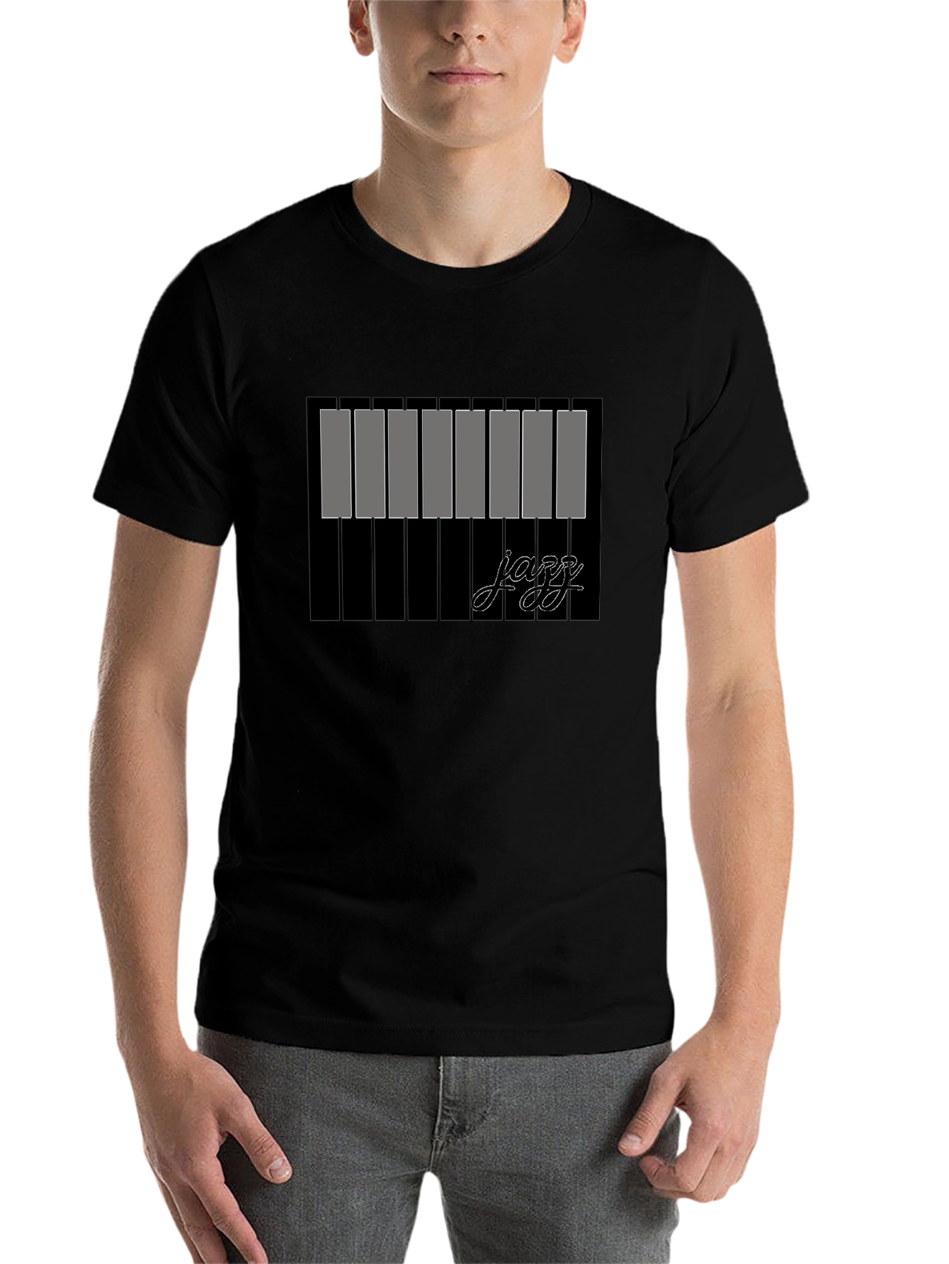 Jazz Piano Keys Graphic Black T-Shirt