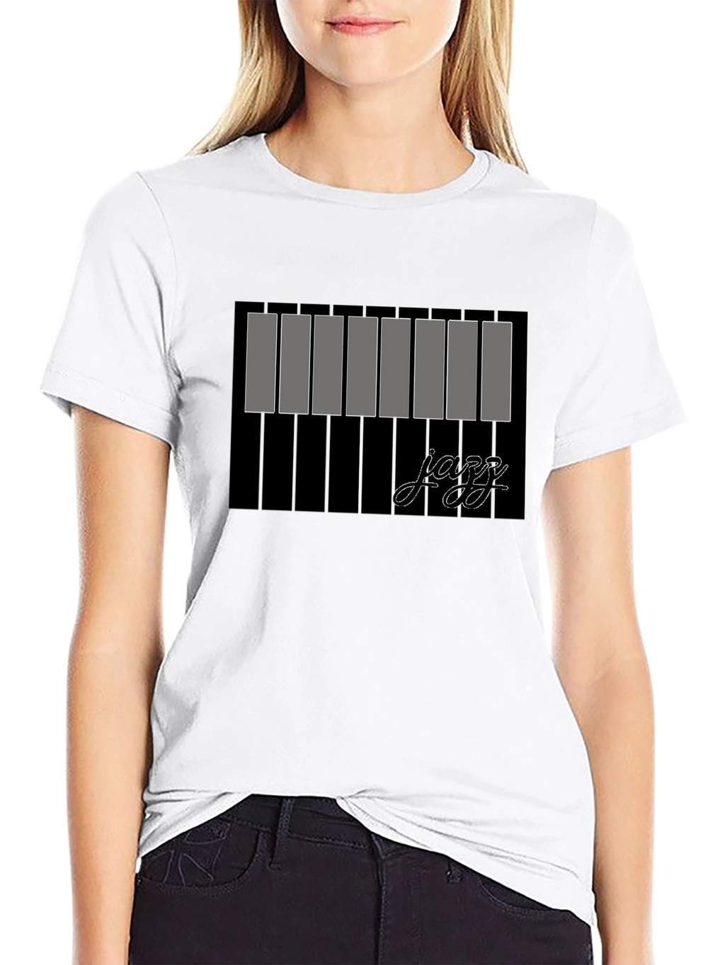 Jazz Piano Keys Graphic Black T-Shirt