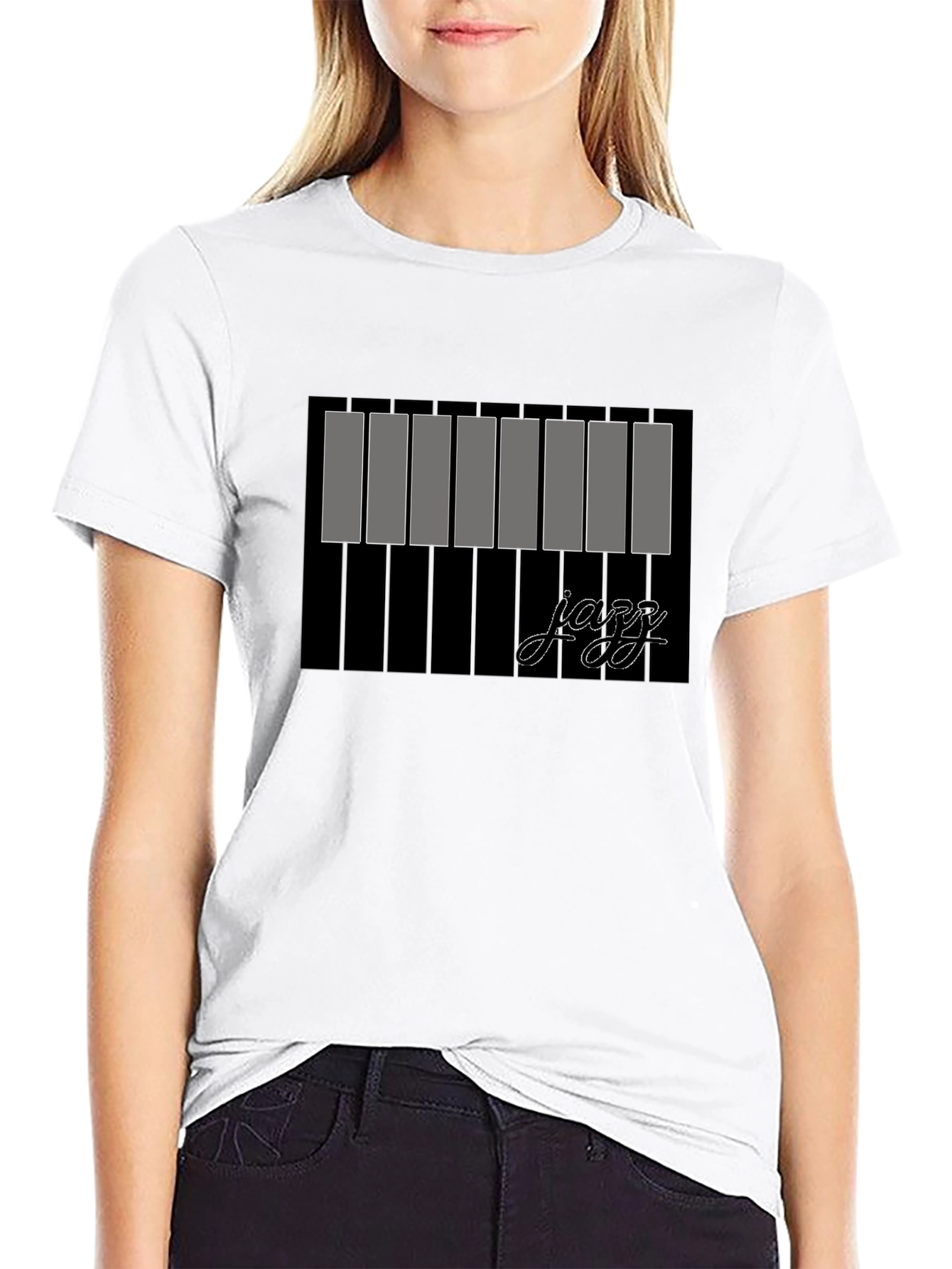 Jazz Piano Keys Graphic Black T-Shirt