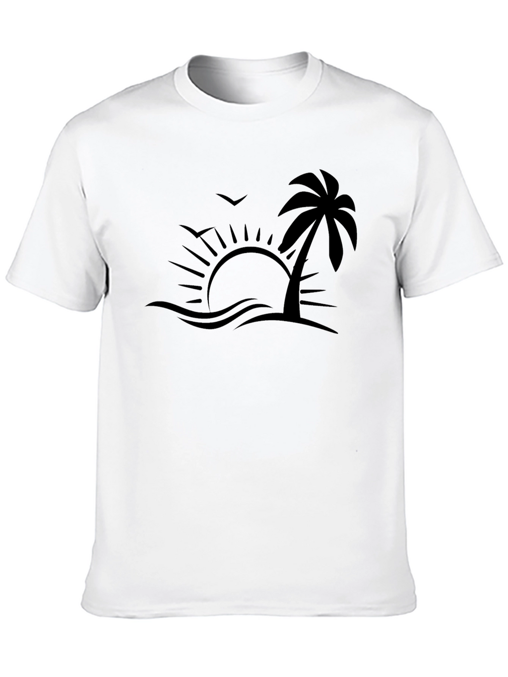 Tropical Beach Graphic Tee - Black