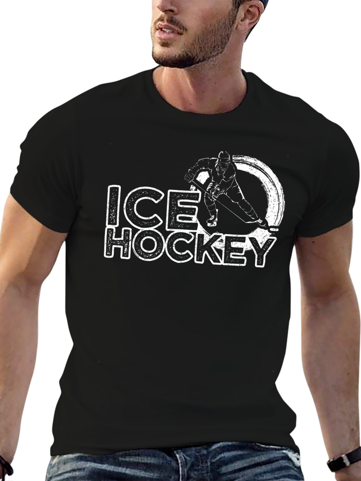 Ice Hockey Graphic Tee - Black