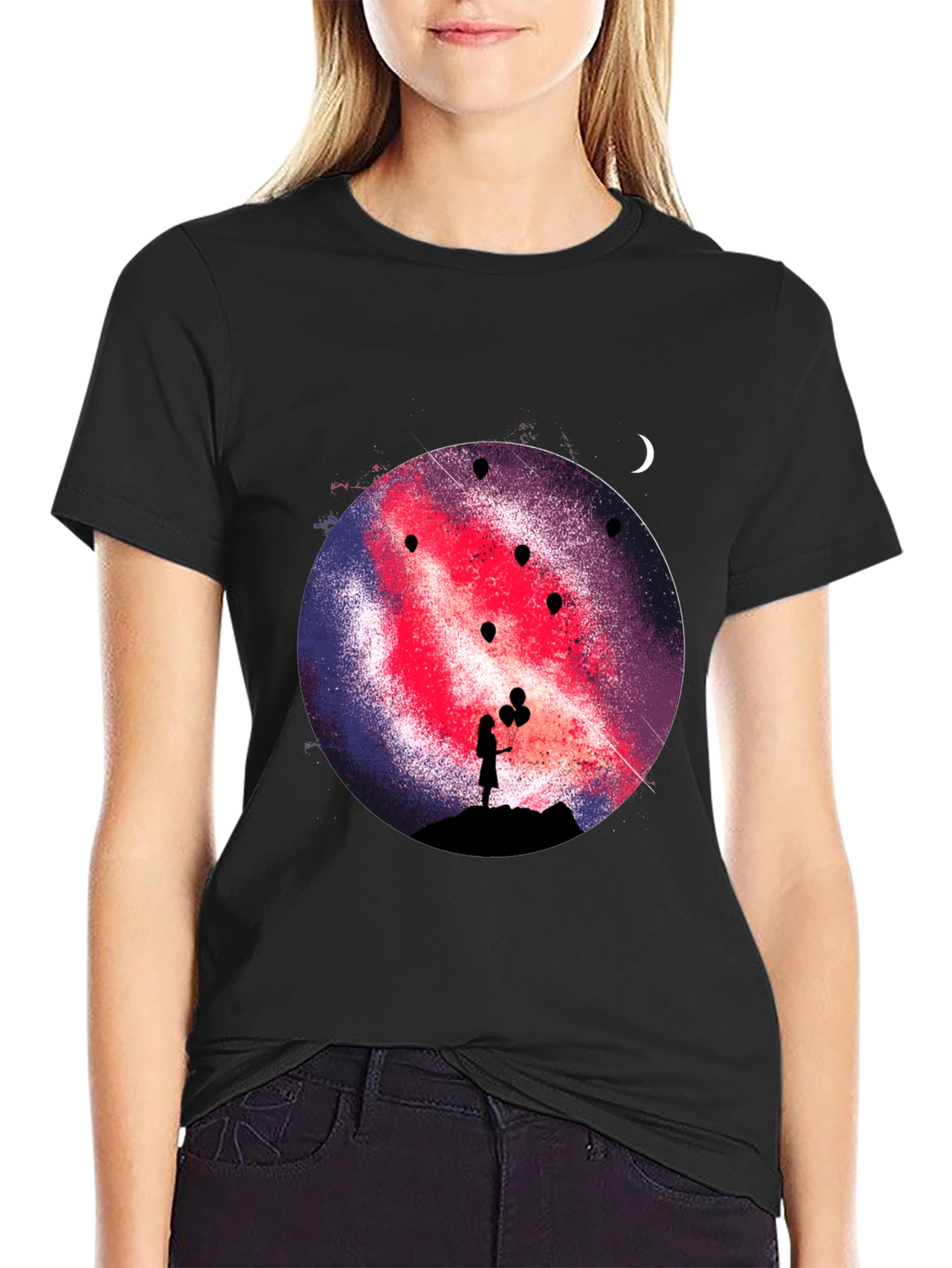Galaxy Girl Graphic Print Tee