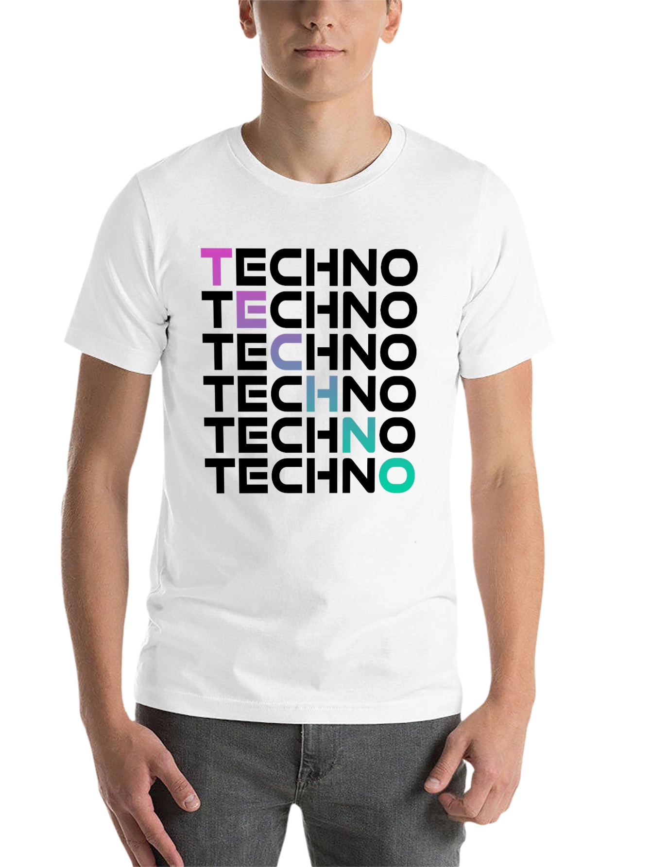 Techno Gradient T-Shirt - Bold Graphic Print