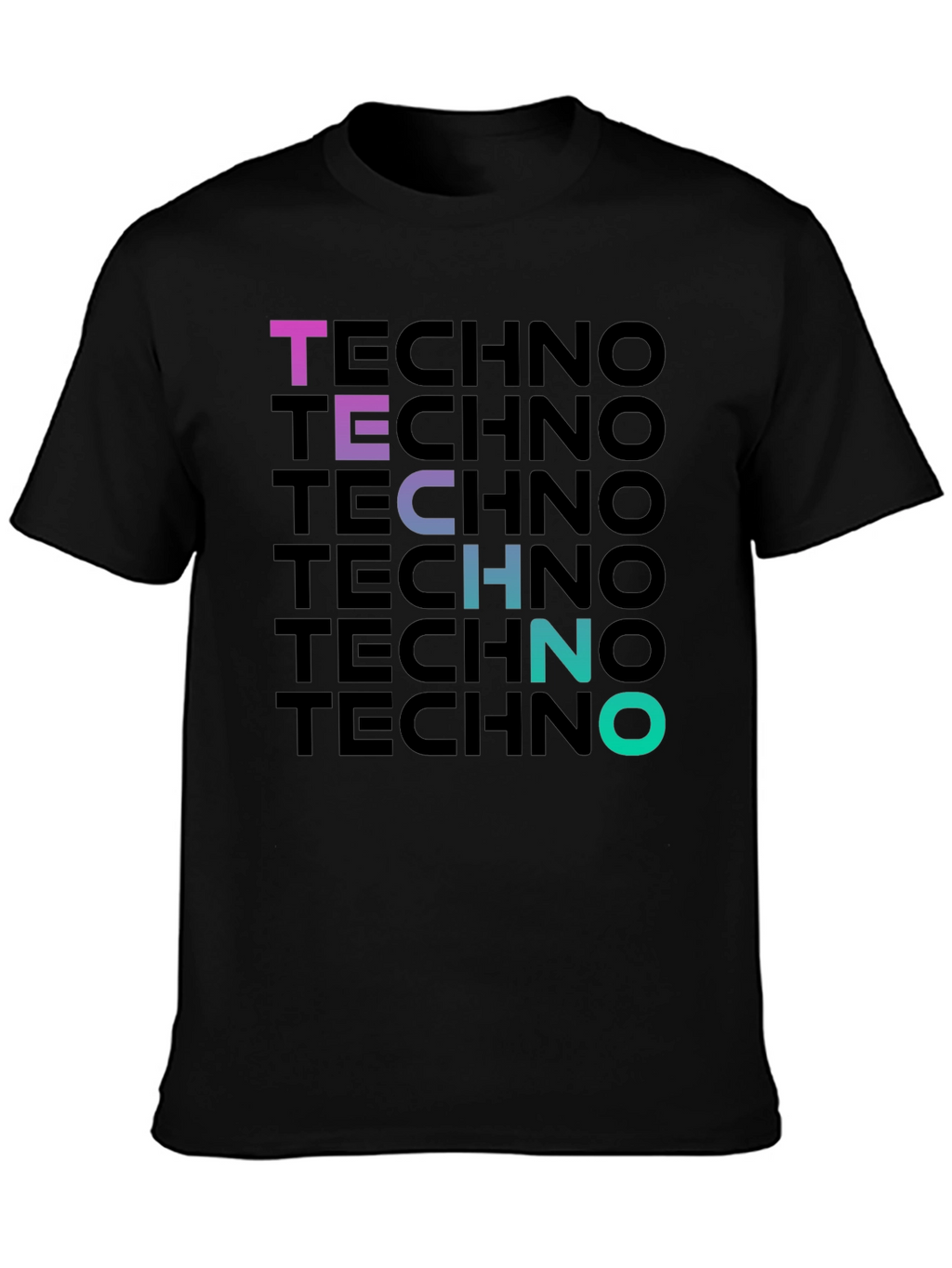 Techno Gradient T-Shirt - Bold Graphic Print