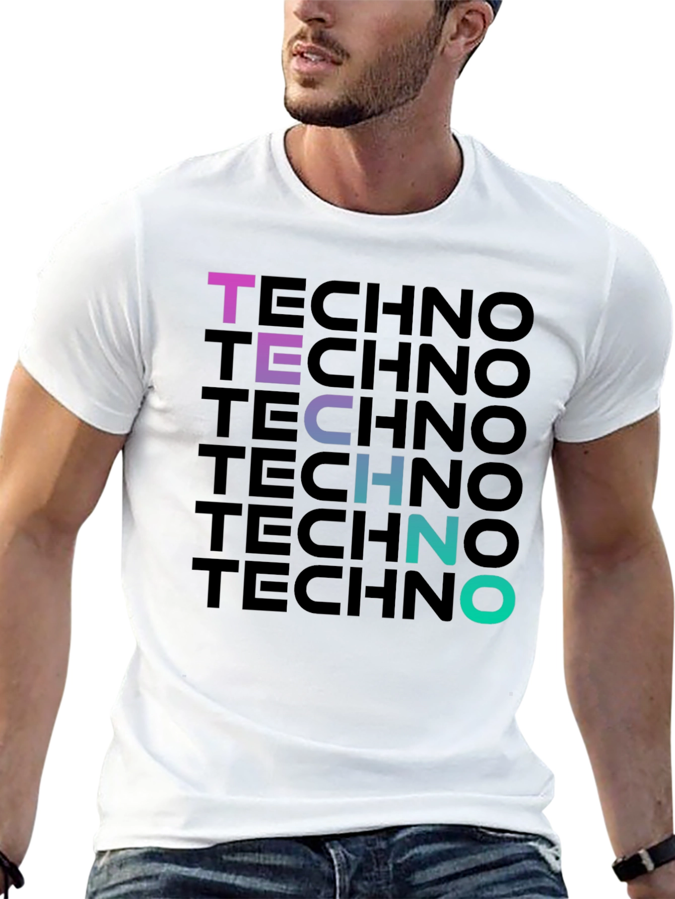 Techno Gradient T-Shirt - Bold Graphic Print