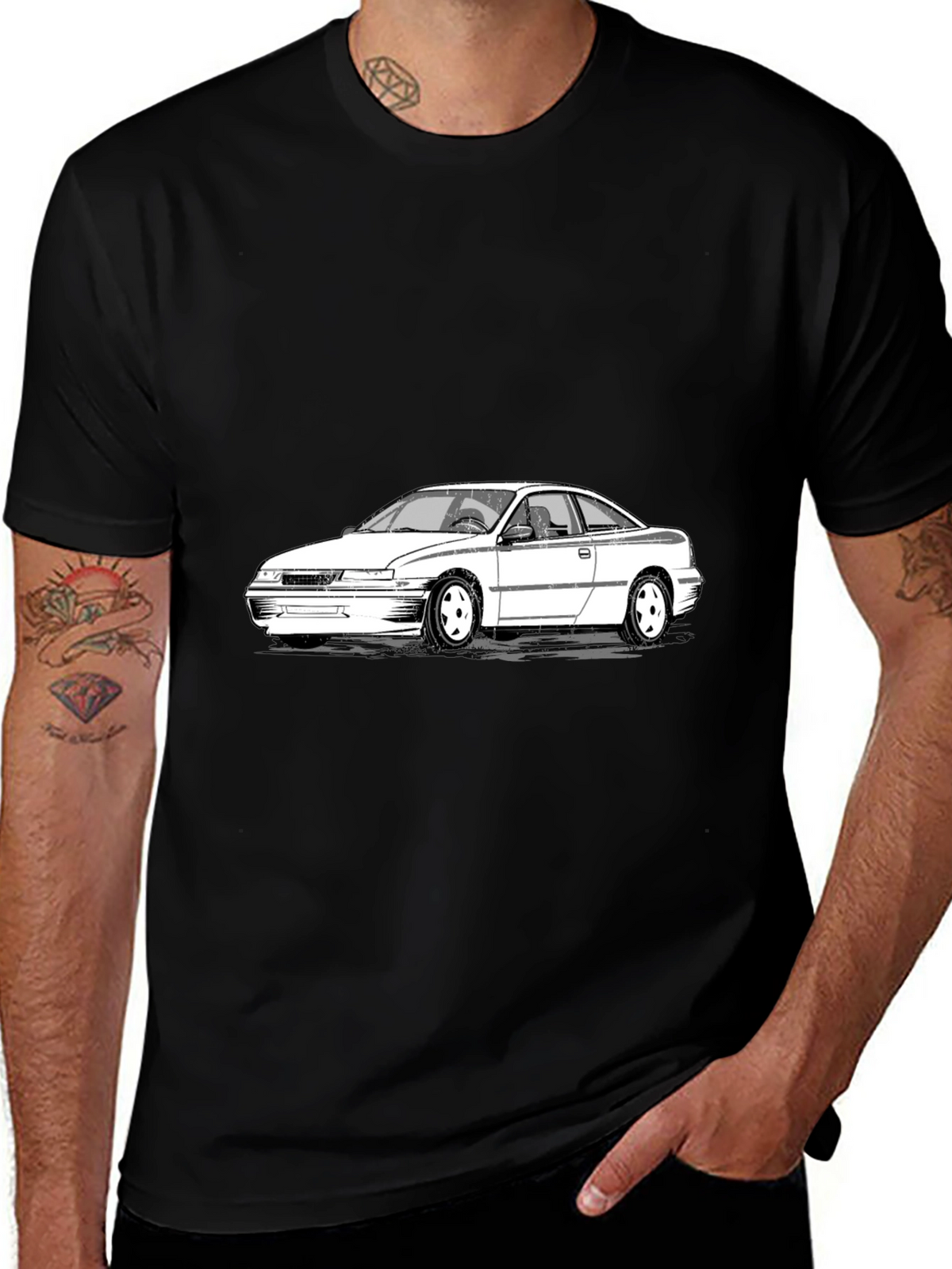 Cool Car Graphic Tee - Black Cotton T-Shirt