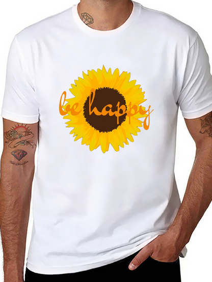 Sunflower Be Happy Graphic Black T-Shirt