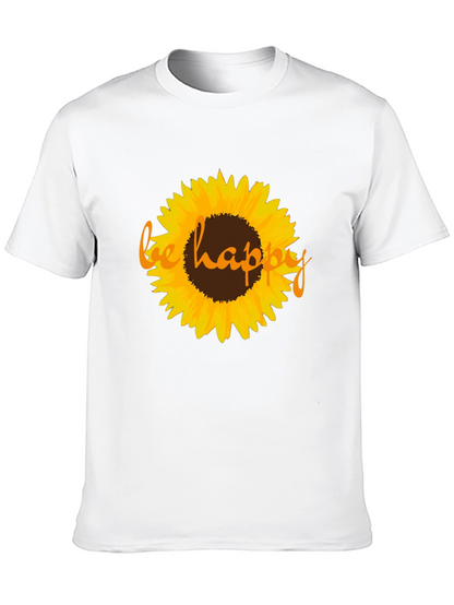 Sunflower Be Happy Graphic Black T-Shirt