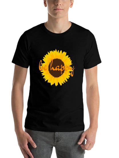 Sunflower Be Happy Graphic Black T-Shirt