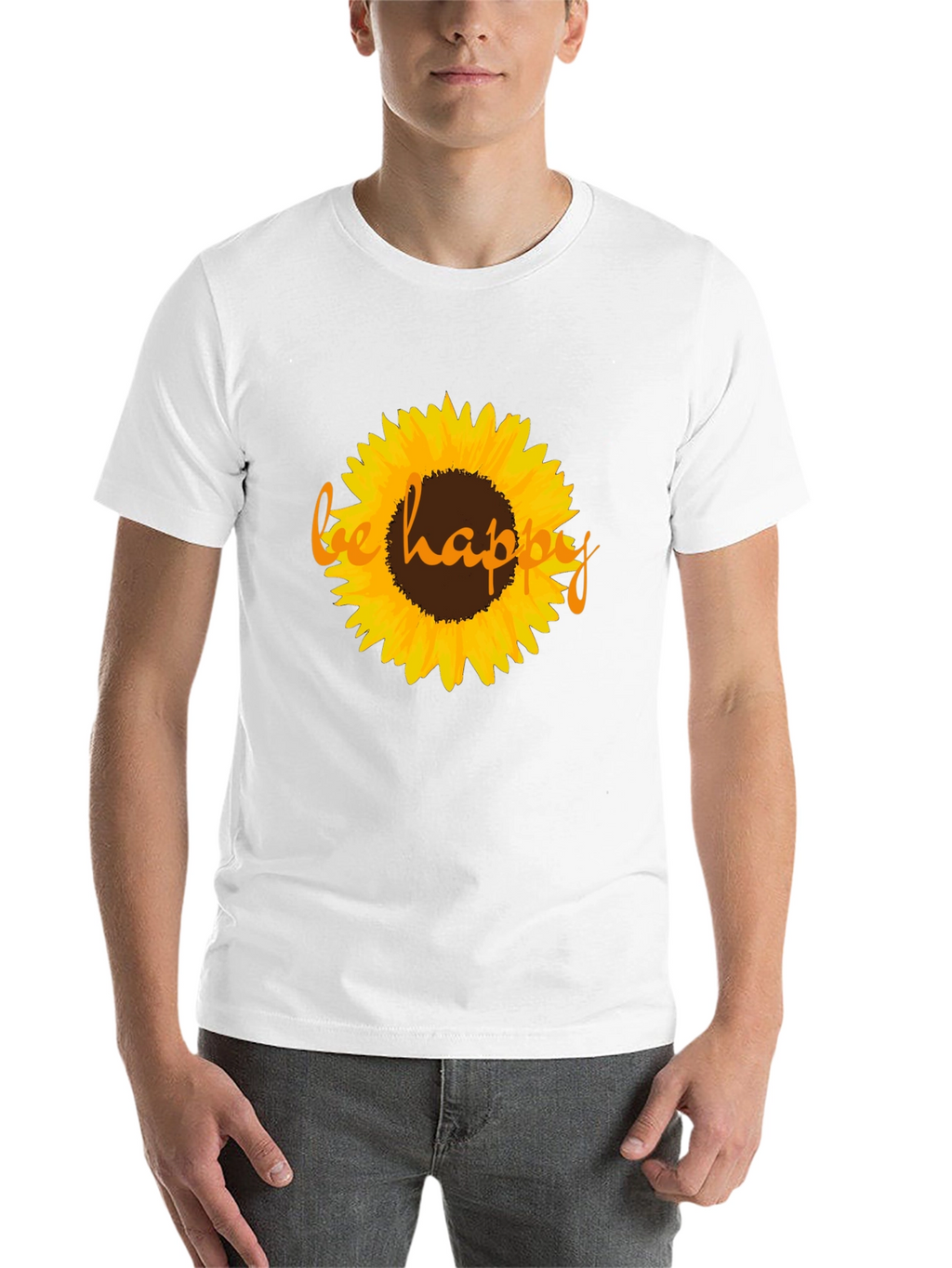 Sunflower Be Happy Graphic Black T-Shirt