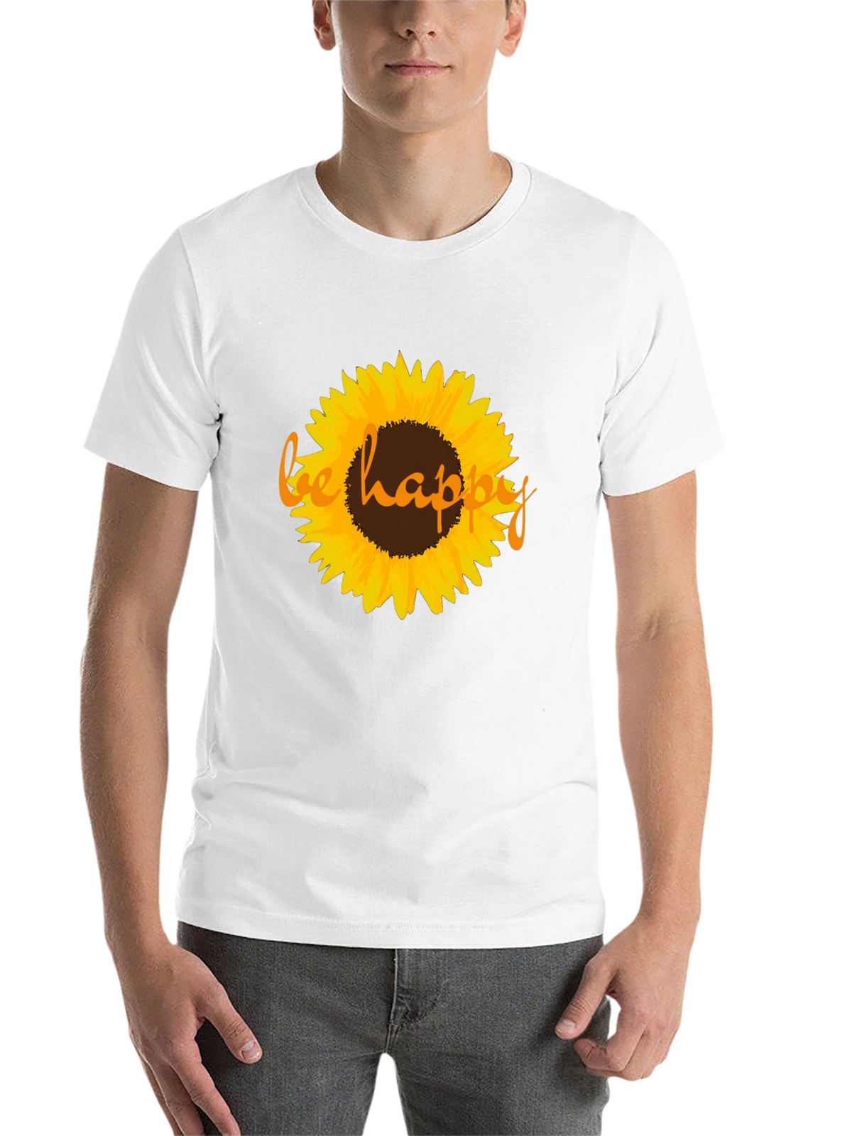 Sunflower Be Happy Graphic Black T-Shirt