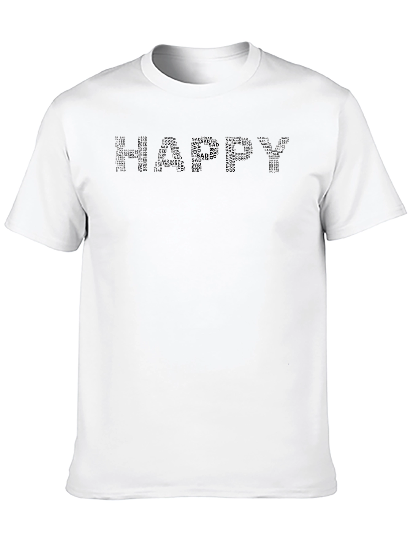Happy/Sad Word Art Mens Black T-Shirt