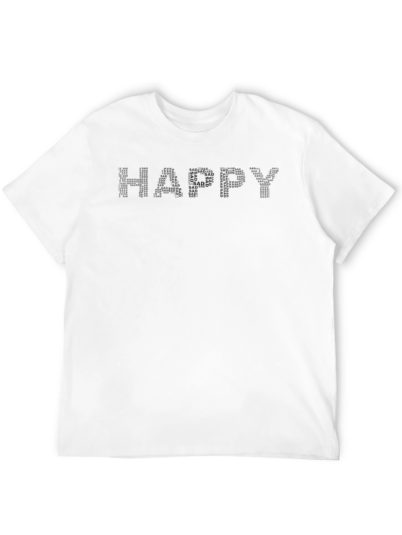 Happy/Sad Word Art Mens Black T-Shirt