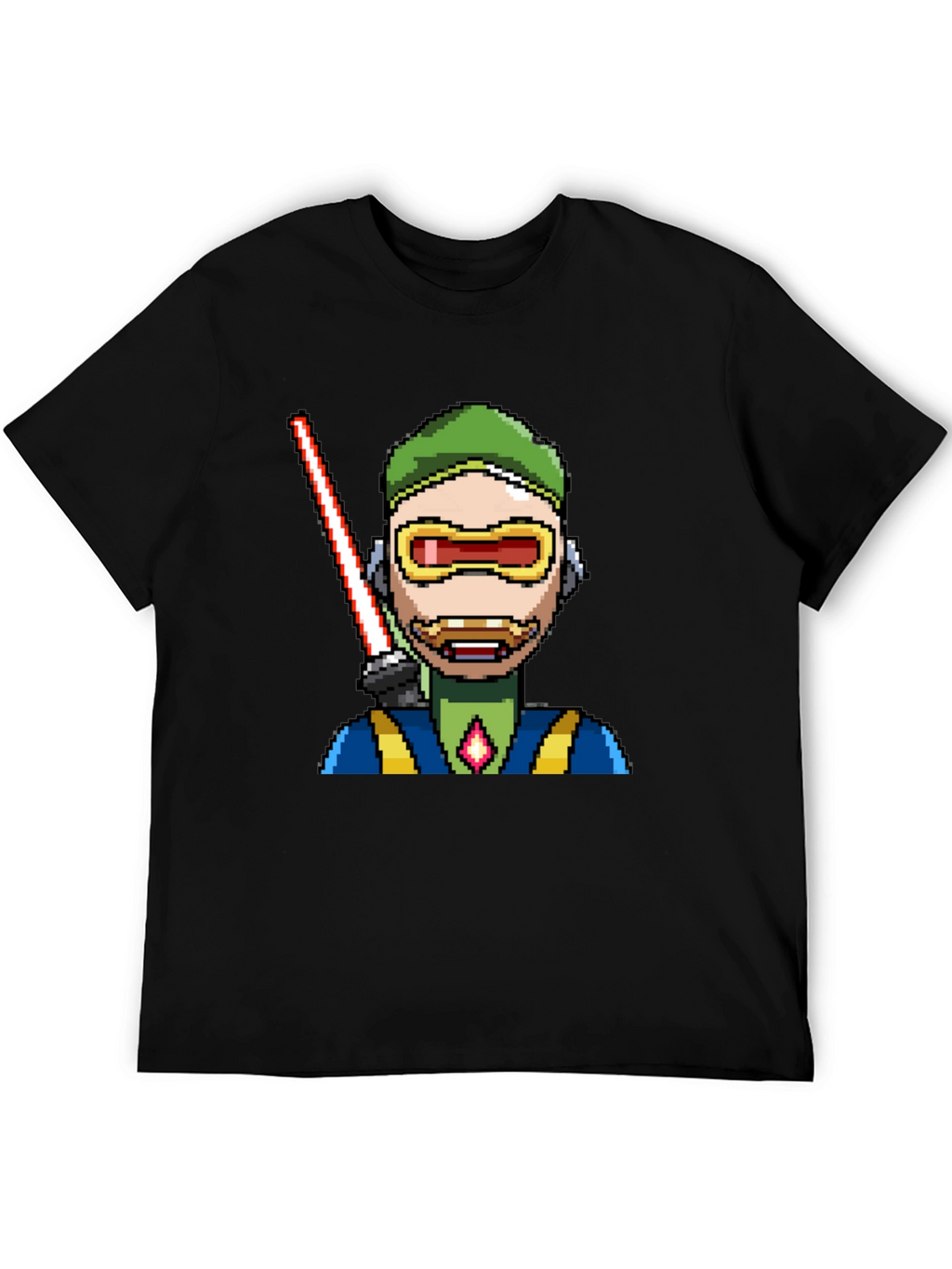 Pixel Art Sci-Fi Character Black T-Shirt
