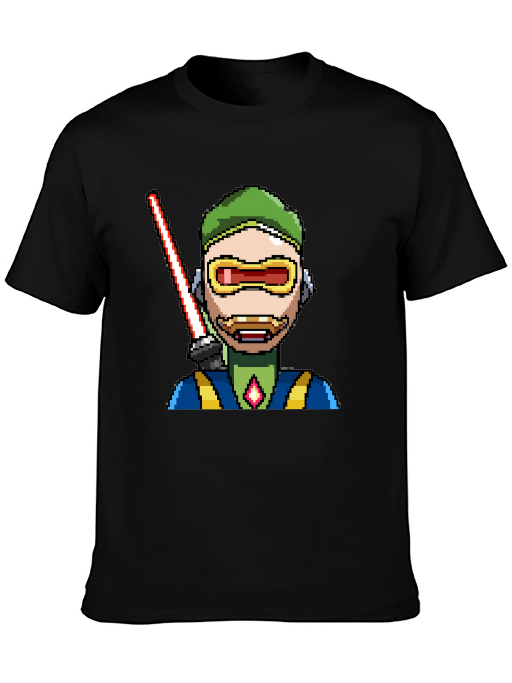 Pixel Art Sci-Fi Character Black T-Shirt