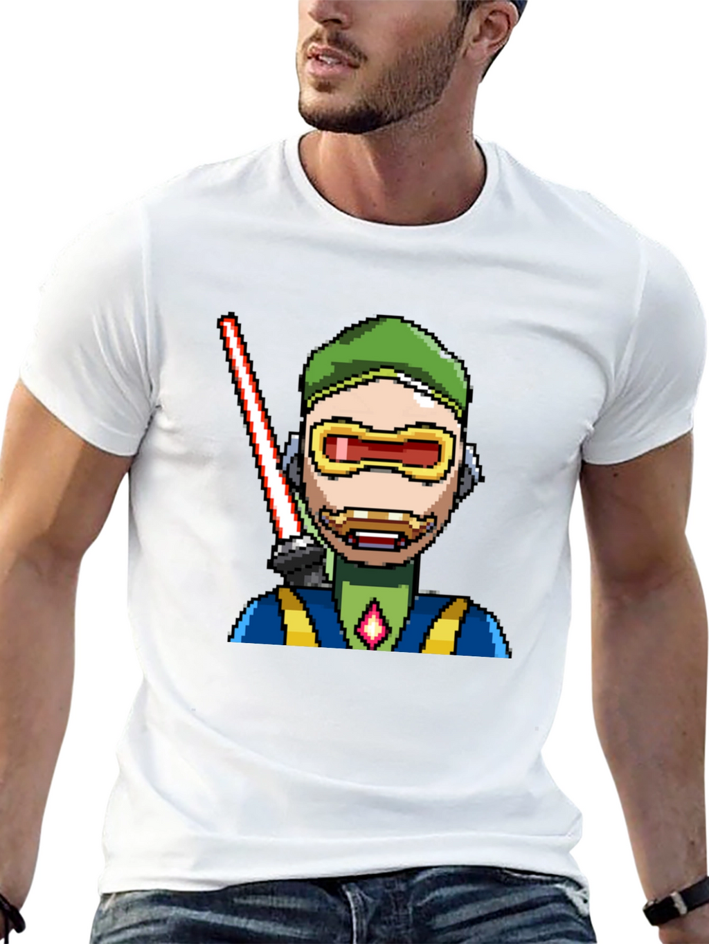 Pixel Art Sci-Fi Character Black T-Shirt