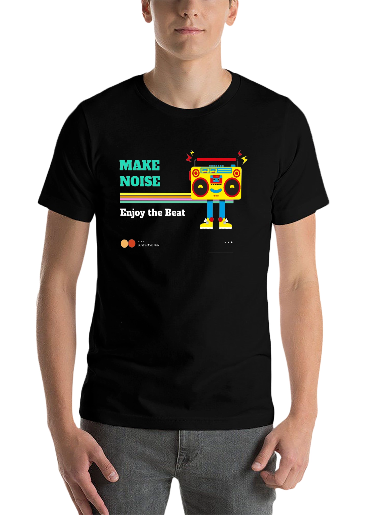 Retro Boombox Graphic Tee - Make Noise Enjoy the Beat