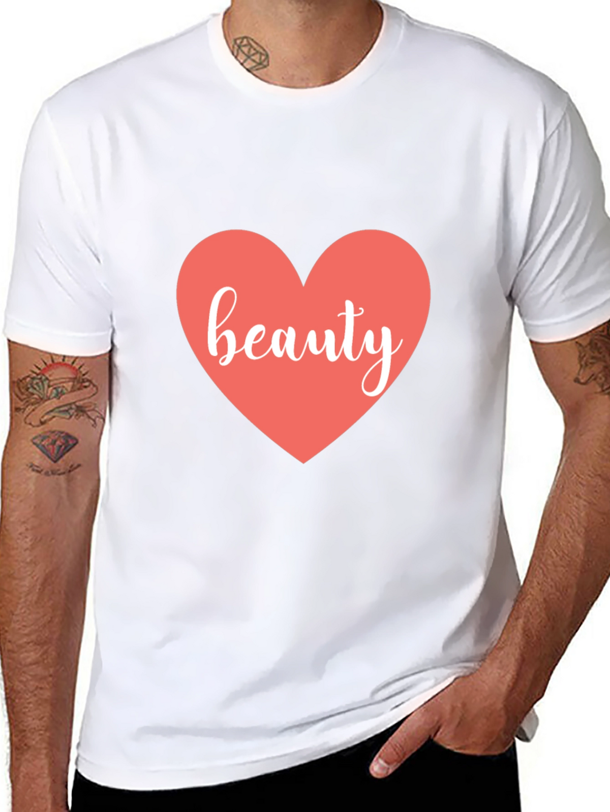 Beauty Heart Black T-Shirt - Stylish Graphic Tee