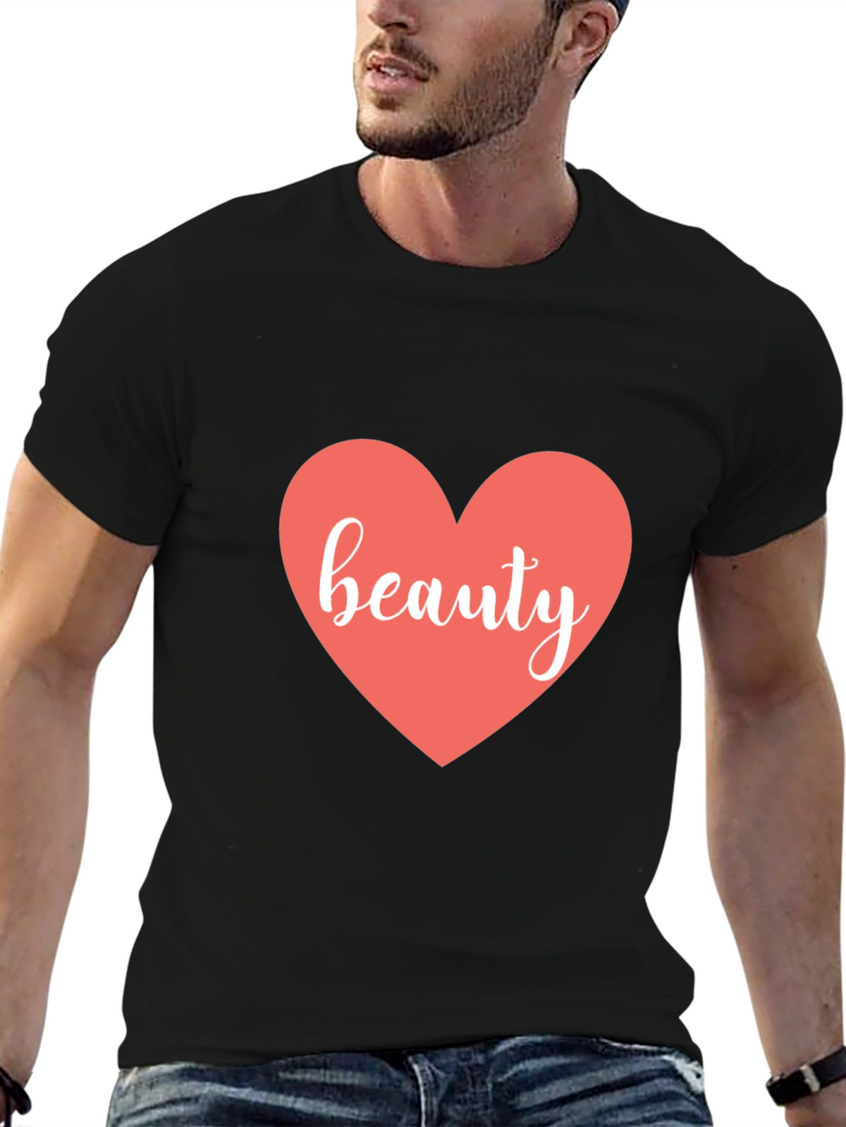 Beauty Heart Black T-Shirt - Stylish Graphic Tee