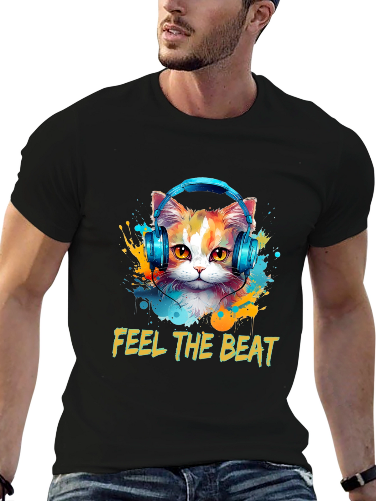 Feel the Beat Cat T-Shirt