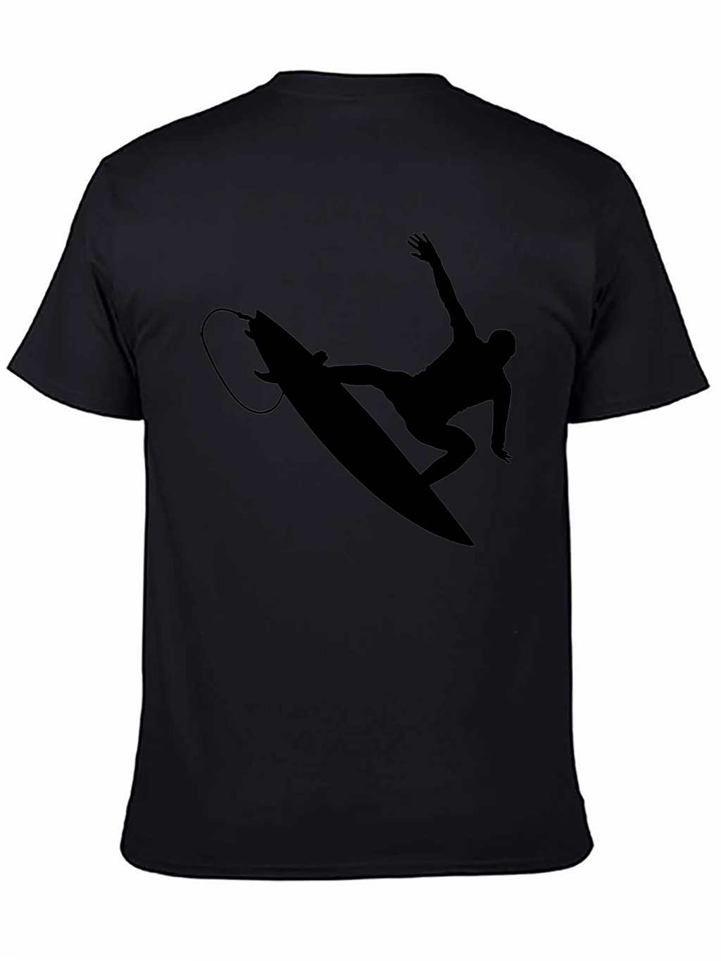 Surfer Silhouette Graphic Tee - Black Cotton T-Shirt